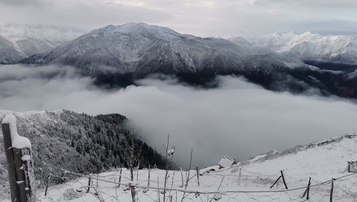 Rize'nin yüksek kesimleri beyaza büründü