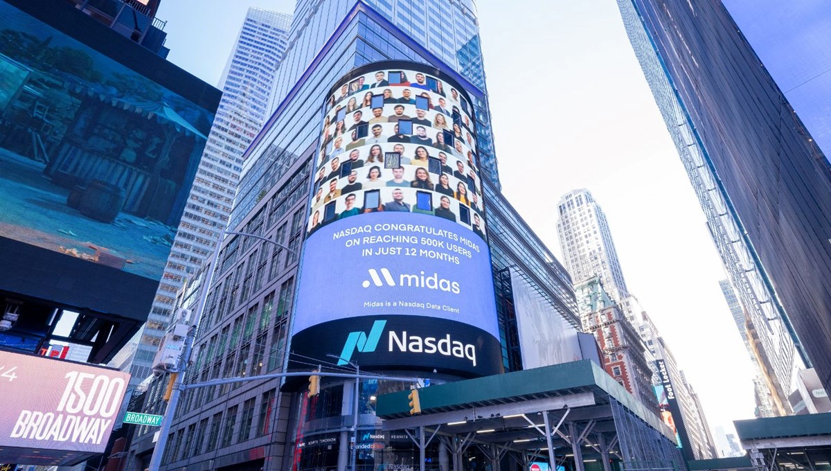 Nasdaq, Midas’ın 500 bin kullanıcıya ulaşmasını New York Times Meydanı’nda kutladı