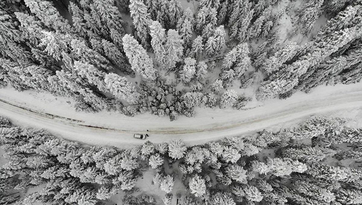 Ballıdağ'ın karlı zirvesi dronla görüntülendi